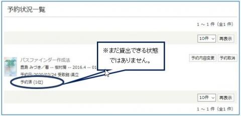予約済み状態ではまだ貸出できる状態ではありません