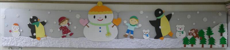 雪だるまの壁面装飾