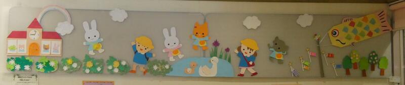子ども図書館壁面装飾「こいのぼり」